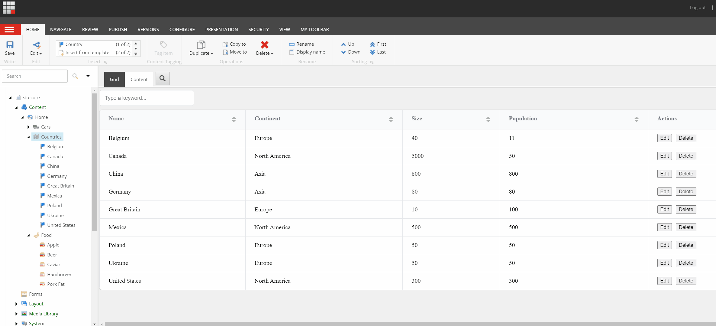 sorting and filtering items