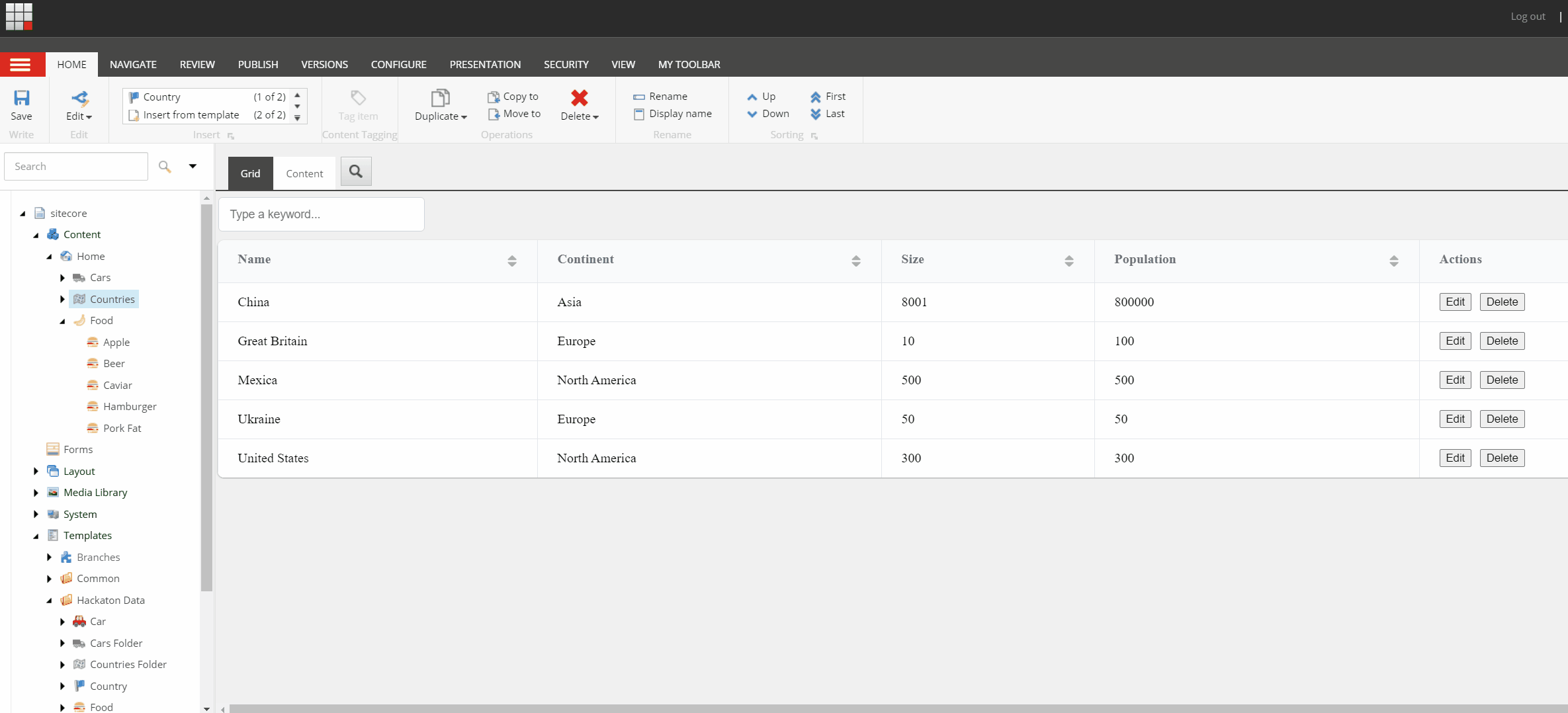 editing and updating items